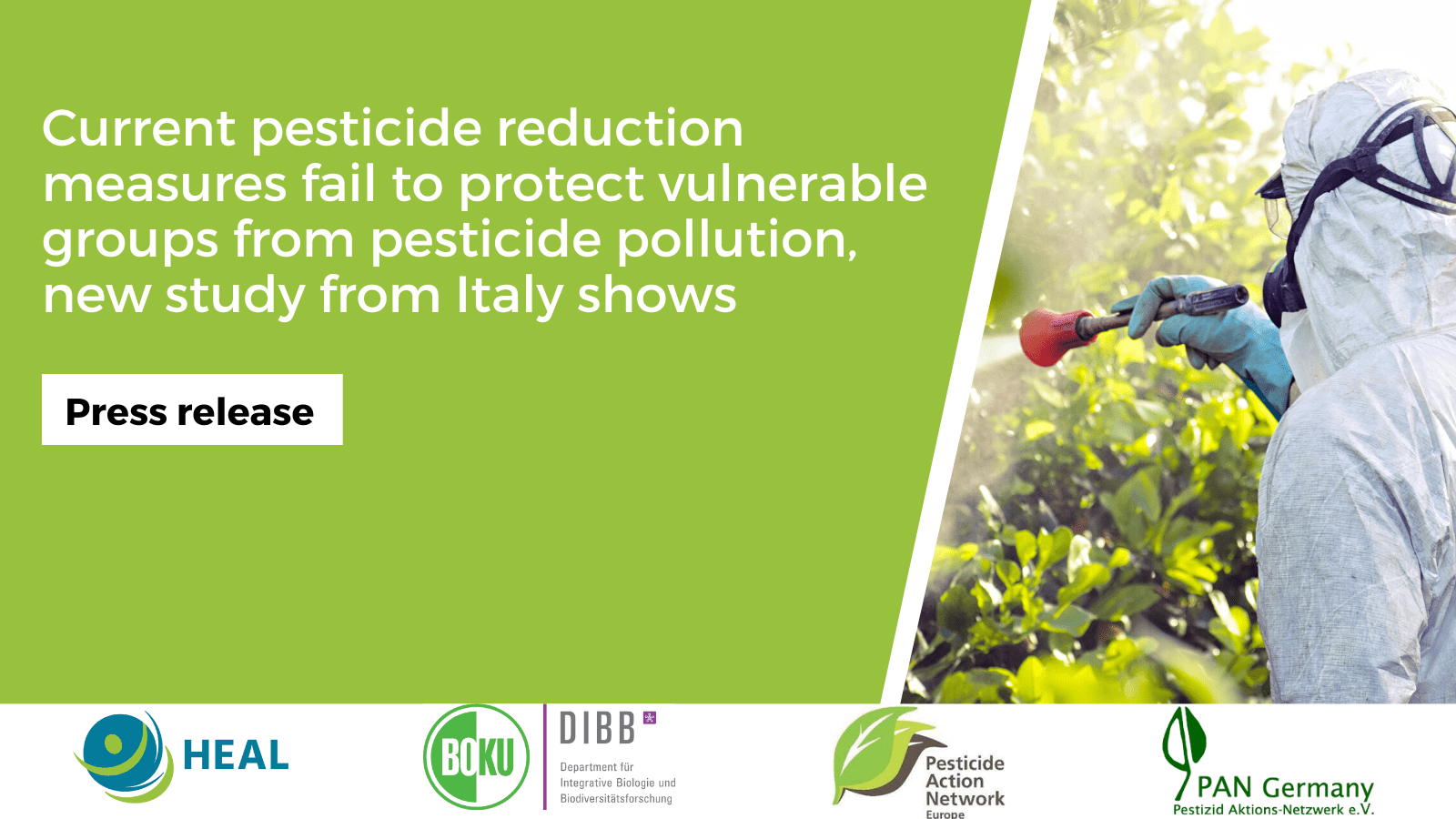 Current pesticide reduction measures fail to protect vulnerable groups from pesticide pollution, new study from Italy shows